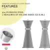 Jigger 1oz y 2oz | Medición de acero inoxidable de 1 y 2 onzas |