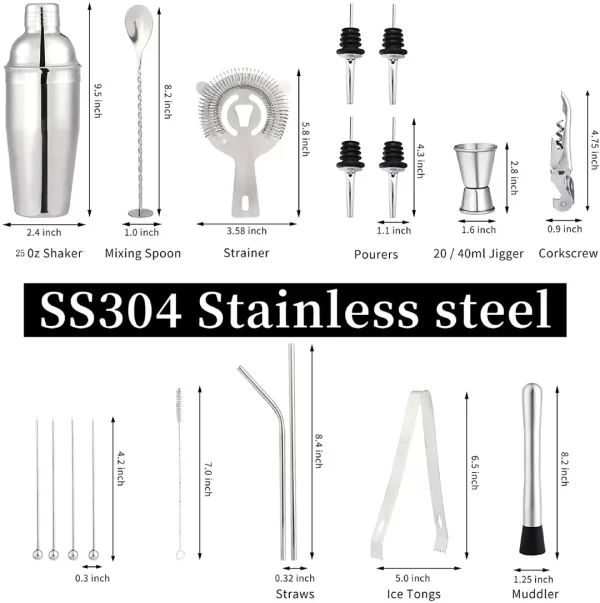 Kit para Coctelería de 20 piezas con Base | TAIL20N