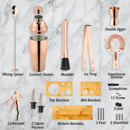kit o set para hacer cocteles rosado